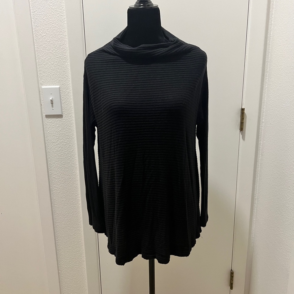 Free People We The Free Black Ribbed Cowl Neck Swing Tunic – M